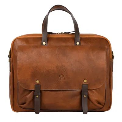 Time Resistance Men's Brown Leather Briefcase Laptop Bag - Lanark