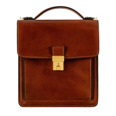 Time Resistance Men's Brown Small Cognac Leather Briefcase - Walden