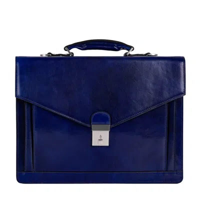 Time Resistance Men's Classic Design Leather Briefcase - The Magus - Blue