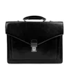 Time Resistance Men's Classic Design Leather Briefcase In Black - The Magus In Black