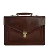 Time Resistance Men's Classic Design Leather Briefcase In Brown - The Magus In Brown