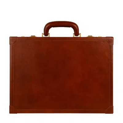 Time Resistance Men's Cognac Brown Leather Attaché Case Briefcase - A Legacy