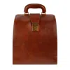 Time Resistance Men's Cognac Brown Leather Backpack - A Brief Story Of Time In Brown