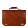Time Resistance Men's Cognac Brown Leather Briefcase Laptop Bag - Illusions In Brown