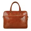 Time Resistance Men's Cognac Brown Leather Briefcase Laptop Bag - Orlando In Brown