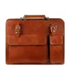 Time Resistance Men's Cognac Brown Leather Large Satchel Bag Briefcase - The Prophet In Brown