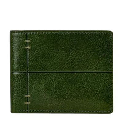 Time Resistance Men's Green Leather Bifold Wallet - Poetic Justice