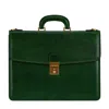 Time Resistance Men's Green Leather Briefcase - The Sound Of The Mountain In Green