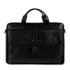 Time Resistance Men's Large Black Leather Briefcase Laptop Bag - The Chateau In Black