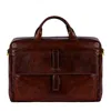 Time Resistance Men's Large Brown Leather Briefcase Laptop Bag - The Chateau In Brown