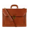 Time Resistance Men's Large Leather Briefcase In Cognac Brown - Invisible Man In Brown