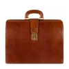Time Resistance Men's Large Leather Briefcase In Cognac Brown - The Firm In Brown