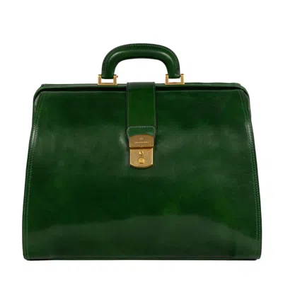Time Resistance Men's Large Leather Doctor Bag - Mrs Dalloway - Green