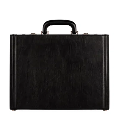 Time Resistance Men's Leather Attaché Case Briefcase - Fatherland - Black