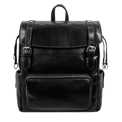 Time Resistance Men's Leather Backpack - The Good Earth - Black