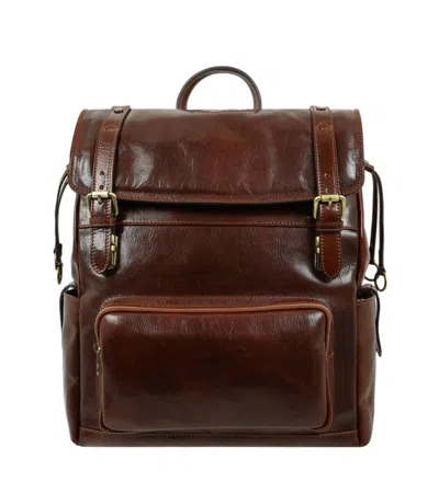 Time Resistance Men's Leather Backpack - The Good Earth - Brown