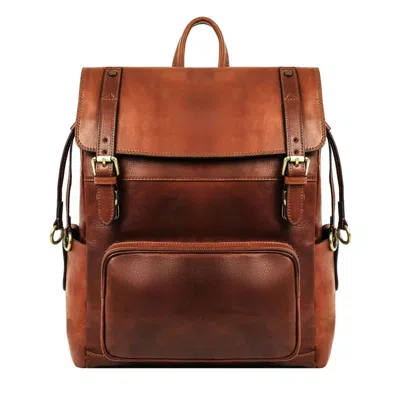 Time Resistance Men's Leather Backpack - The Good Earth - Cognac Brown