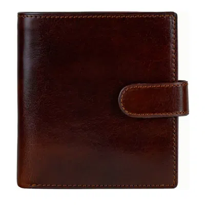 Time Resistance Men's Leather Bifold Wallet With A Snap Closure - Ironweed - Brown