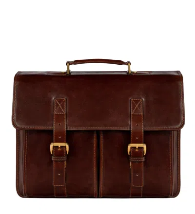 Time Resistance Men's Leather Satchel Bag - The Time Machine - Brown