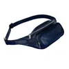 Time Resistance Men's Leather Sling Bag Belly Bag In Blue - Independent People In Blue