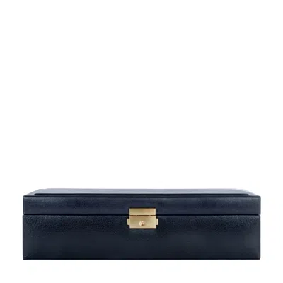 Time Resistance Men's Navy Blue Leather Watch Box, Watch Organizer - Herzog