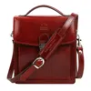 Time Resistance Men's Small Leather Briefcase In Red - Walden In Red