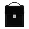 Time Resistance Small Leather Briefcase For Women In Black - Walden In Black
