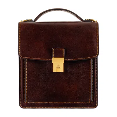 Time Resistance Small Leather Briefcase For Women In Brown - Walden