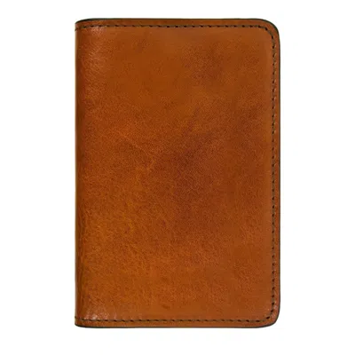Time Resistance Small Leather Passport Holder For Women In Cognac Brown - Gulliver's Travels