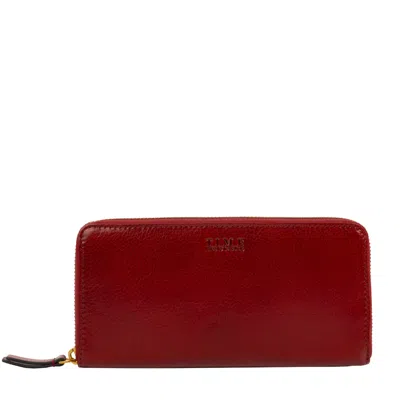 Time Resistance Women's Leather Continental Wallet - Excellent Women - Red