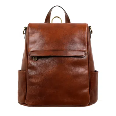 Time Resistance Womens Cognac Brown Leather Convertible Backpack Shoulder Bag - The Waves