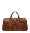 Time Resistance Womens Cognac Brown Matte Leather Travel Bag - Tender Is The Night In Brown