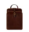 Time Resistance Womens Convertible Leather Backpack Shoulder Bag Brown - Clarissa In Brown