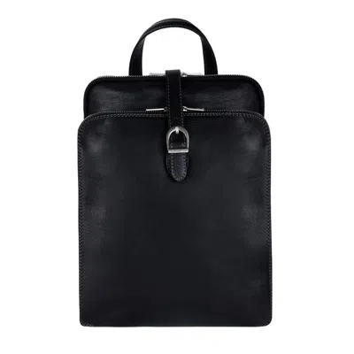 Time Resistance Womens Convertible Leather Backpack Shoulder Bag In Black - Clarissa