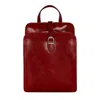 Time Resistance Womens Convertible Leather Backpack Shoulder Bag In Red - Clarissa In Red