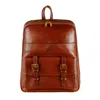 Time Resistance Womens Leather Backpack Travel Bag In Cognac Brown - The Divine Comedy In Brown