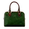 Time Resistance Womens Leather Barrel Bag In Green - Little Dorrit In Green