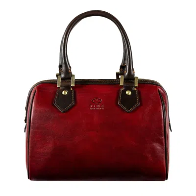 Time Resistance Womens Leather Barrel Bag In Red - Little Dorrit