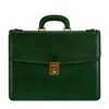 Time Resistance Womens Leather Briefcase In Green - The Sound Of The Mountain In Green