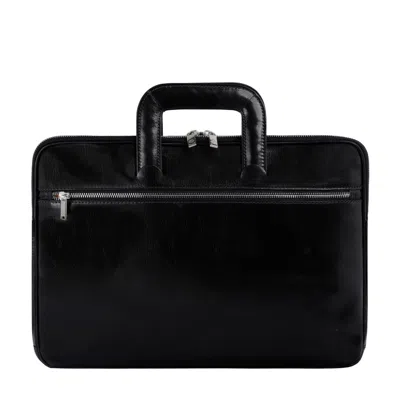 Time Resistance Womens Leather Briefcase Laptop Bag In Black - Brave New World