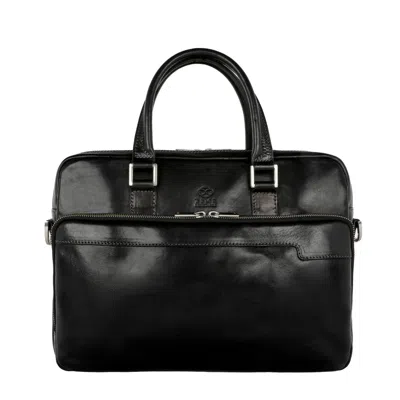 Time Resistance Womens Leather Briefcase Laptop Bag In Black - Orlando