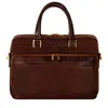 Time Resistance Womens Leather Briefcase Laptop Bag In Brown - Orlando In Brown