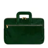 Time Resistance Womens Leather Briefcase Laptop Bag In Green - Brave New World In Green