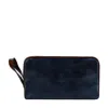 Time Resistance Womens Leather Cosmetic Bag Dopp Kit In Navy Blue - All The Kings Men In Blue