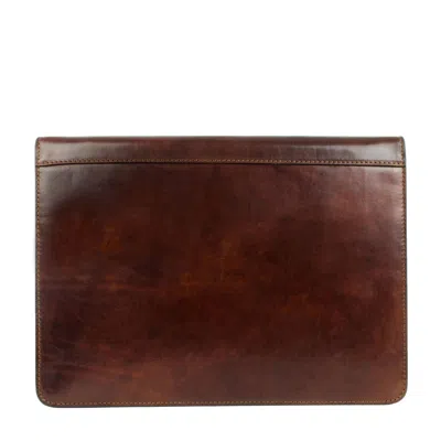 Time Resistance Womens Leather Documents Folder Organizer In Brown - Candide