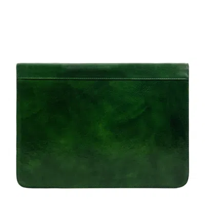 Time Resistance Womens Leather Documents Folder Organizer In Green - Candide