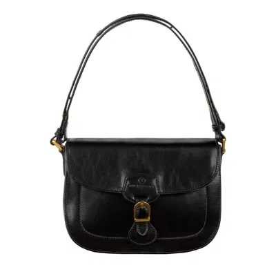 Time Resistance Womens Leather Saddle Bag - Romola - Black