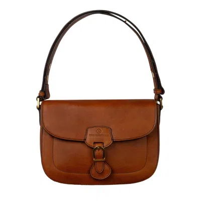 Time Resistance Womens Leather Saddle Bag - Romola - Cognac Brown