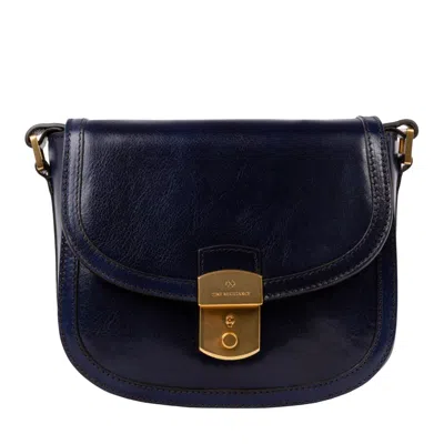 Time Resistance Womens Leather Saddle Bag - Secrets - Blue
