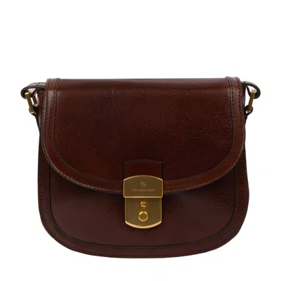 Time Resistance Womens Leather Saddle Bag - Secrets - Brown
